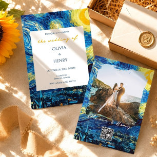 Convite de Casamento com Código QR da Foto da Noit