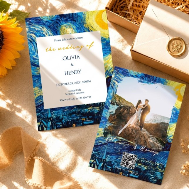 Convite de Casamento com Código QR da Foto da Noit (Criador carregado)