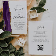 Convite de Casamento com Código QR de Ágata Dourad