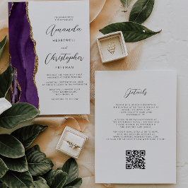 Convite de Casamento com Código QR de Ágata Dourad