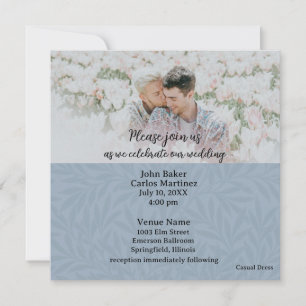 Convite de Casamento com Código QR de Foto Azul Ca