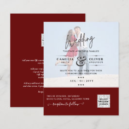Convite de Casamento com Código QR de Foto Borgonh