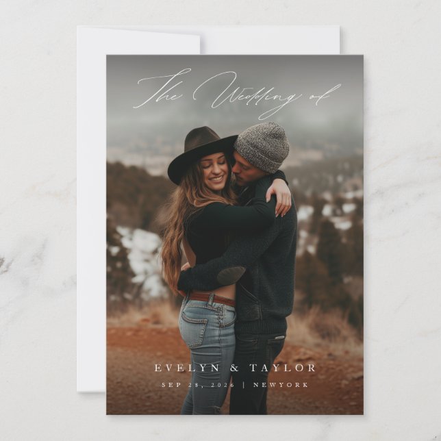 Convite de Casamento com Código QR de Foto de Letr (Frente)