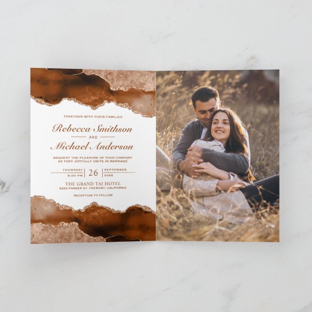 Convite de Casamento com Código QR de Foto de Márm (Interior)