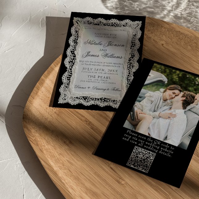 Convite de Casamento com Código QR de Foto de Rend (Criador carregado)