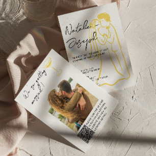 Convite de Casamento com Código QR de Foto de Verã