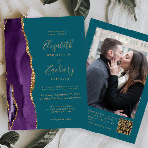 Convite de Casamento com Código QR de Foto em Ágat
