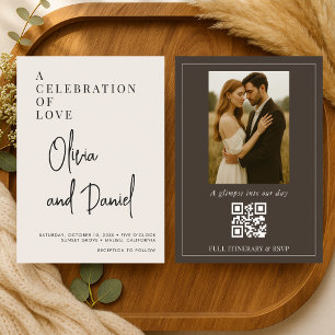 Convite de Casamento com Código QR de Foto em Letr