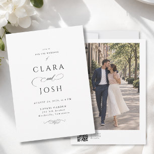 Convite de Casamento com Código QR de Foto em Letr