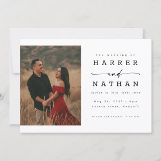 Convite de Casamento com Código QR de Foto em Letr