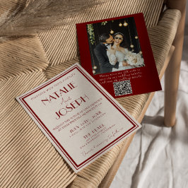 Convite de casamento com código QR de foto em marf