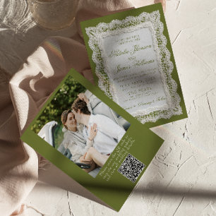 Convite de casamento com código QR de foto em rend