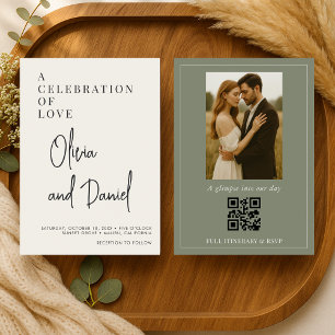 Convite de Casamento com Código QR de Foto em Scri