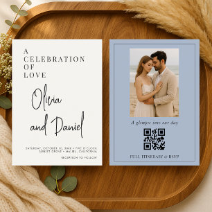 Convite de Casamento com Código QR de Foto em Scri
