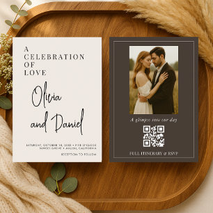 Convite de Casamento com Código QR de Foto em Scri