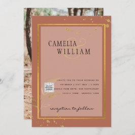 Convite de casamento com código QR de foto em terr