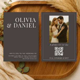 Convite de Casamento com Código QR de Foto Minimal