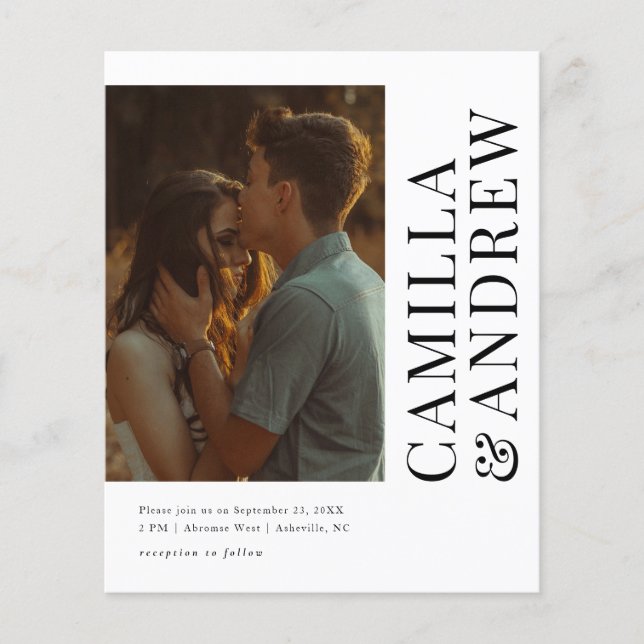 Convite de casamento com código QR de foto moderno (Frente)