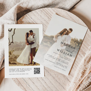 Convite de Casamento com Código QR de Foto Rústica