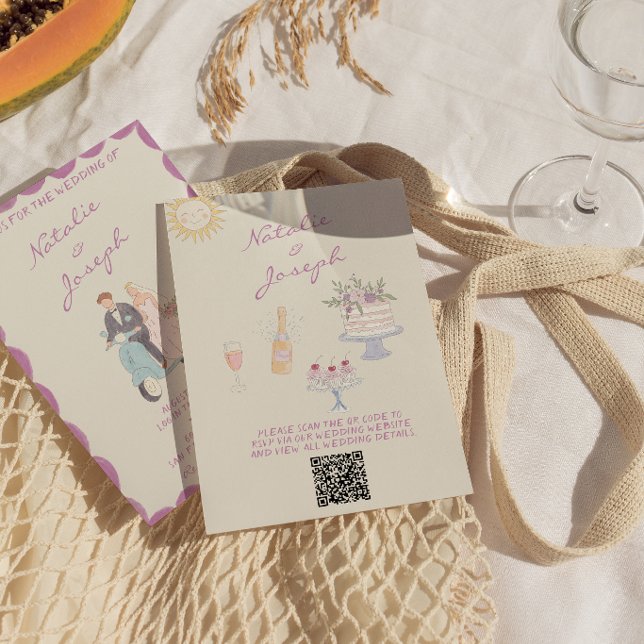 Convite de Casamento com Código QR Desenhado à Mão (Criador carregado)