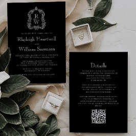 Convite de Casamento com Código QR e Brasão de Mon