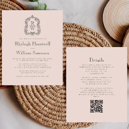 Convite de Casamento com Código QR e Crista de Mon