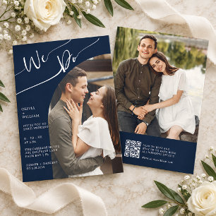 Convite de Casamento com Código QR e Duas Fotos Na