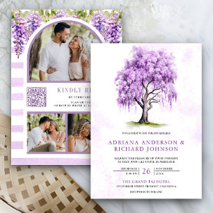 Convite de Casamento com Código QR e Foto da Árvor