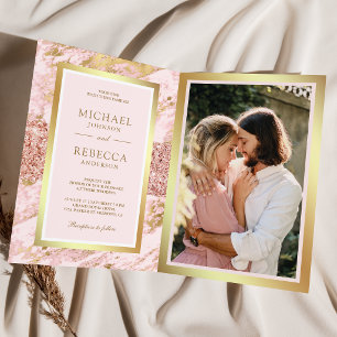 Convite de Casamento com Código QR e Foto em Mármo