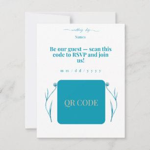 Convite de Casamento com Código QR Elegante RSVP M
