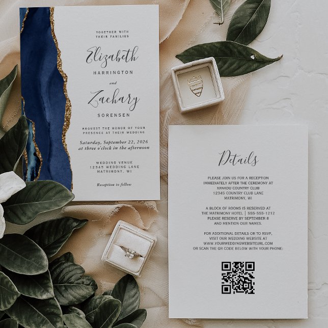 Convite de Casamento com Código QR em Ágata Dourad (Criador carregado)