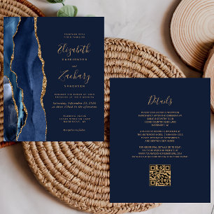 Convite de Casamento com Código QR em Ágata Dourad
