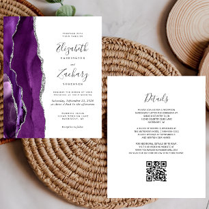 Convite de Casamento com Código QR em Ágata Prata