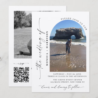 Convite de Casamento com Código QR em Letra Elegan