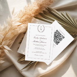 Convite de Casamento com Código QR em Louro Borgon