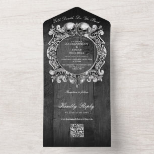 Convite de Casamento com Código QR em Madeira Pret