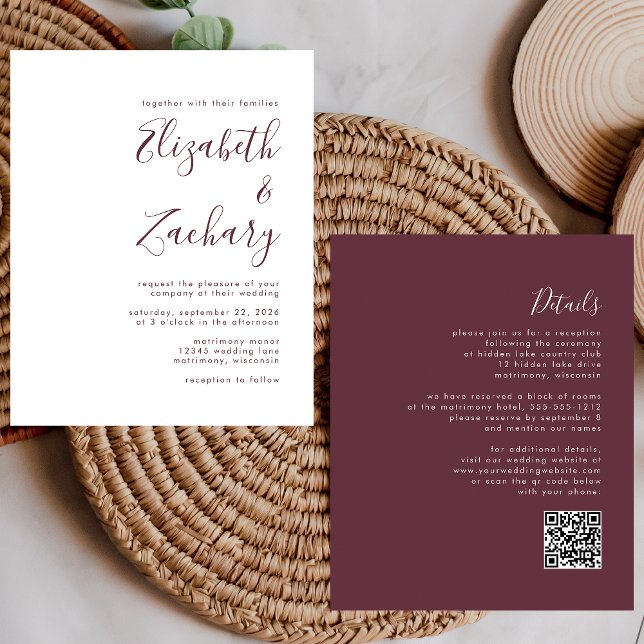 Convite de Casamento com Código QR em Script de Bo (Criador carregado)