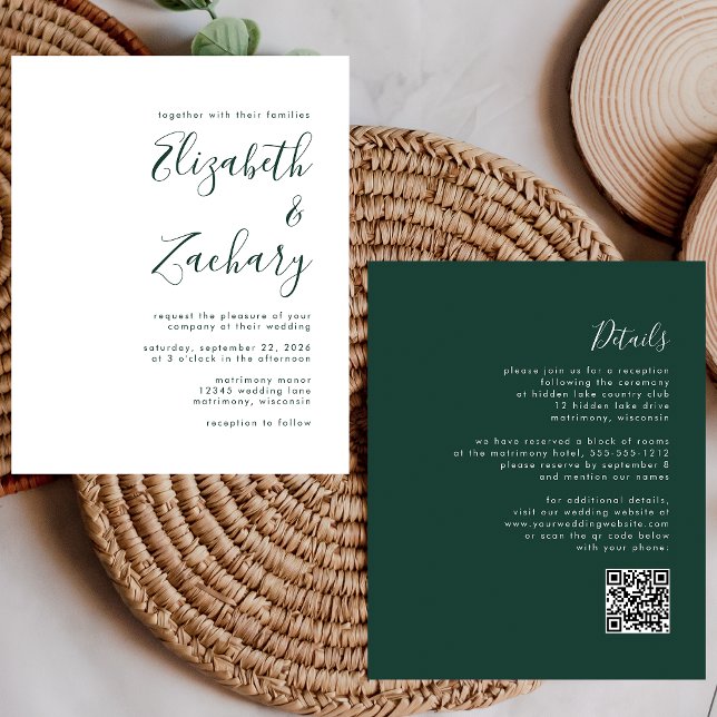 Convite de Casamento com Código QR em Script Esmer (Criador carregado)