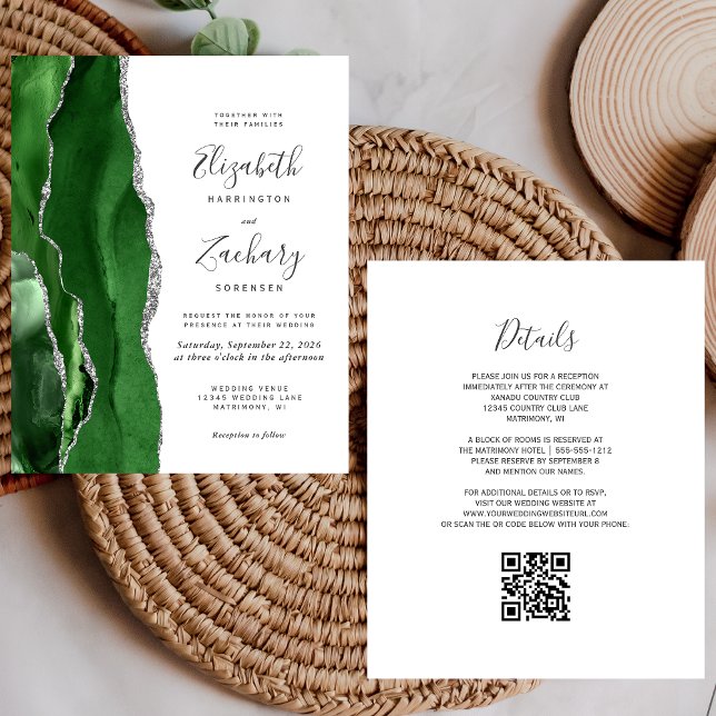 Convite de Casamento com Código QR em Verde Orçame (Criador carregado)