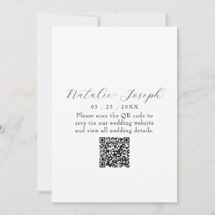 Convite de Casamento com Código QR Floral Preto e