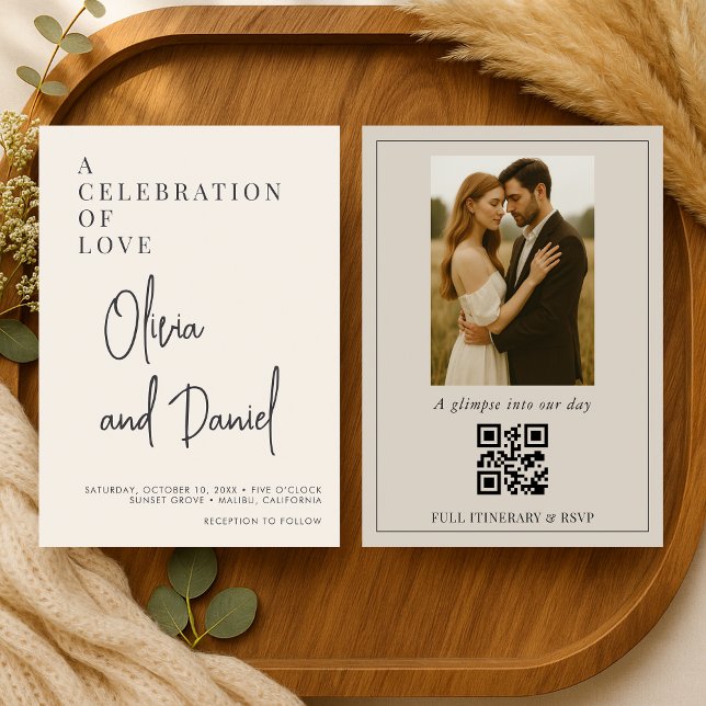 Convite de Casamento com Código QR Foto Roteiro Mi (Criador carregado)