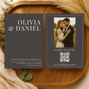 Convite de Casamento com Código QR Mocha Marrom Mi