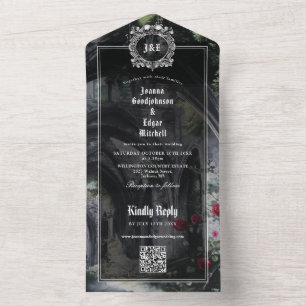 Convite de Casamento com Código QR Monograma de Ru