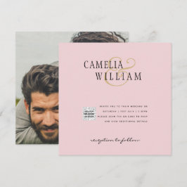 Convite de Casamento com Código QR para Salvar a D