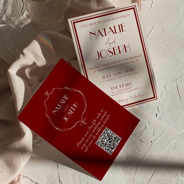 Convite de Casamento com Código QR Retro em Borgon (Criador carregado)