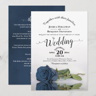 Convite de casamento com código QR rosa azul aço c
