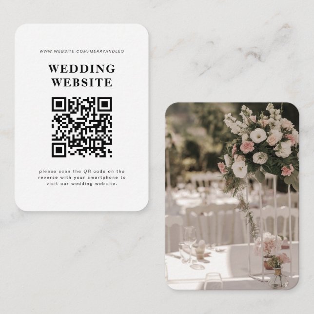 Convite de casamento com código QR RSVP (Frente/Verso)