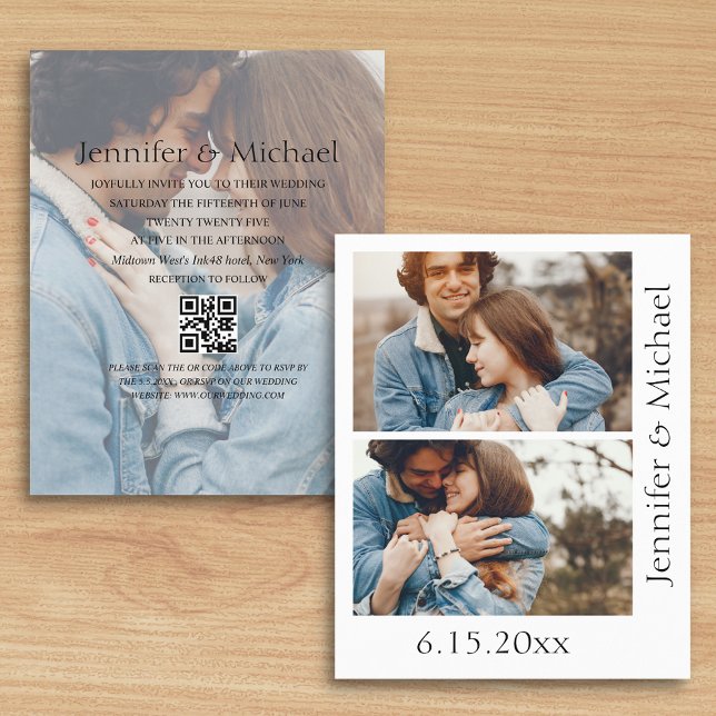 convite de casamento com código qr rsvp 3 fotos mi (Criador carregado)
