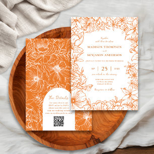 Convite de Casamento com Código QR RSVP Arco de Ja