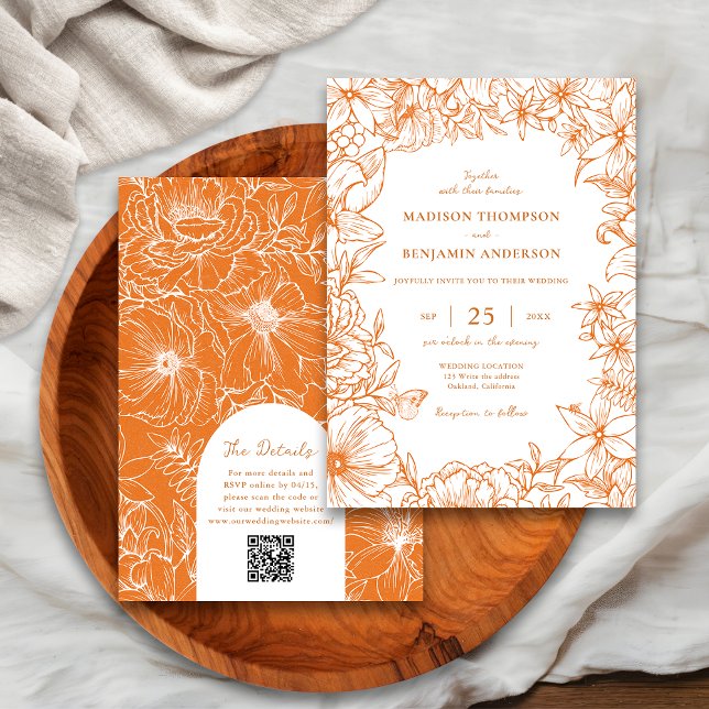 Convite de Casamento com Código QR RSVP Arco de Ja (Criador carregado)